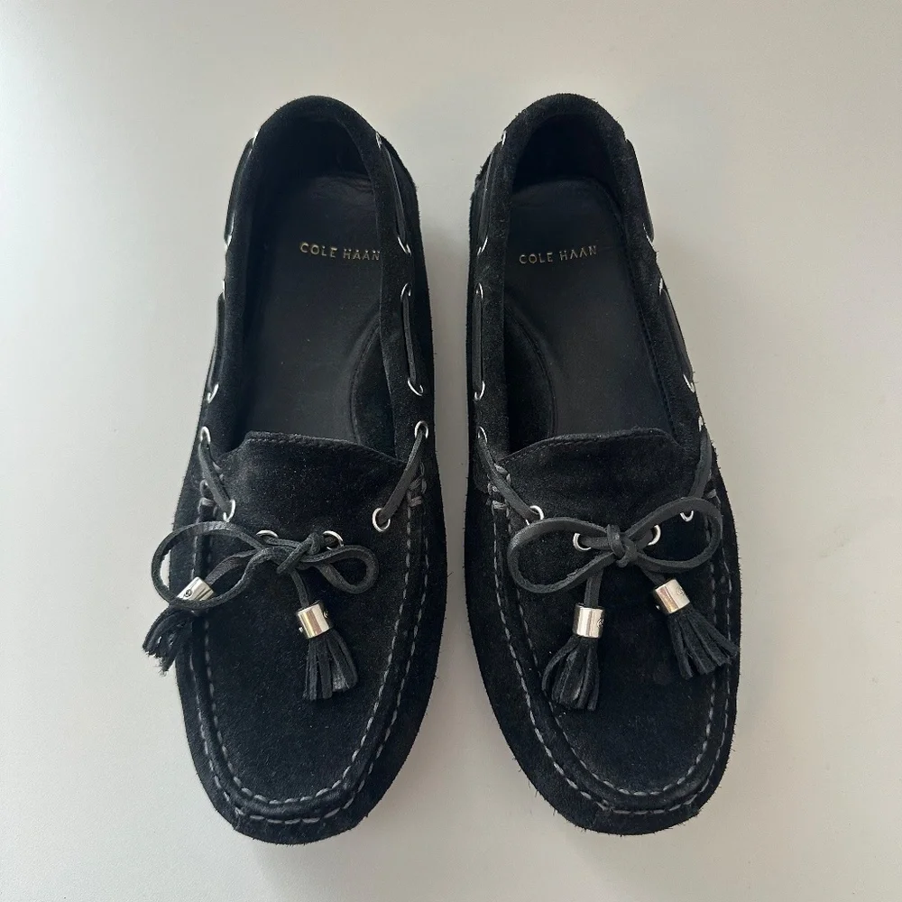 Cole Haan Black Suede Driving Loafers | Size 6